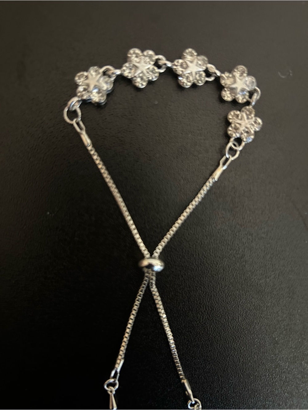 Silver Floral Adjustable Bracelet - Women's Jewelry